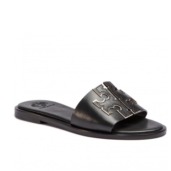 Tory Burch Ines Slip-On Logo-Patch Slides (6)